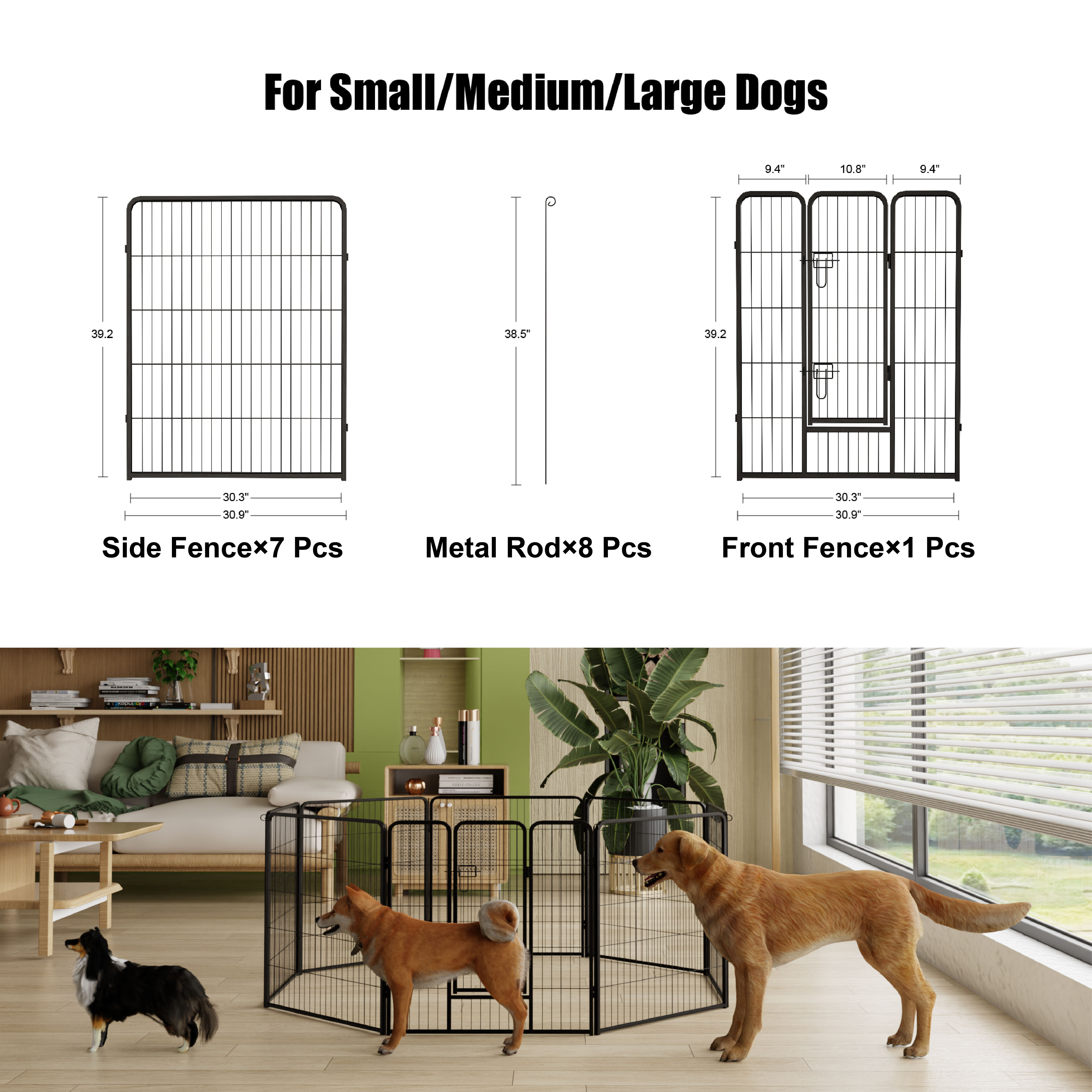 Dog Playpen For Large Medium And Small Dogs Foldable Pet Exercise Pen_voghion.com